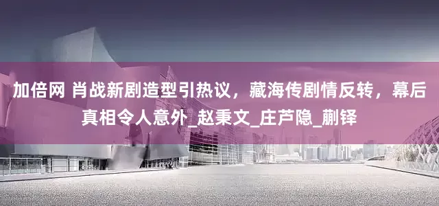 加倍网 肖战新剧造型引热议，藏海传剧情反转，幕后真相令人意外_赵秉文_庄芦隐_蒯铎